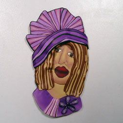 Funky Purple Woman Lapel Pin